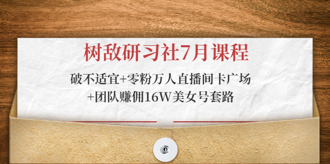树敌研习社7月课程：破不适宜+零粉万人直播间卡广场+团队赚佣16W美女号套路-甬战资源库