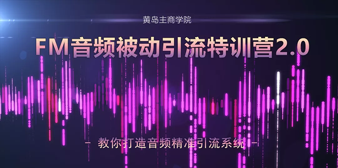 黄岛主·FM音频引流特训营2.0：独家引流模式，单账号50W+播放量，轻松变现-甬战资源库