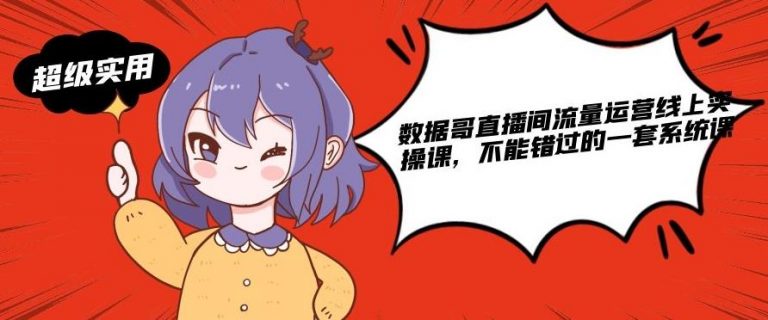 数据哥直播间流量运营线上实操课，不能错过的一套系统课-甬战资源库