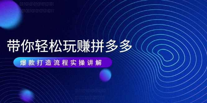带你轻松玩赚拼多多：花的少 赚的多 爆款更简单 爆款打造流程实操讲解-甬战资源库