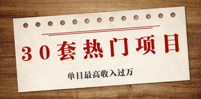 30套热门项目：单日最高收入过万 (网赚项目、朋友圈、涨粉套路、抖音、快手)等-甬战资源库
