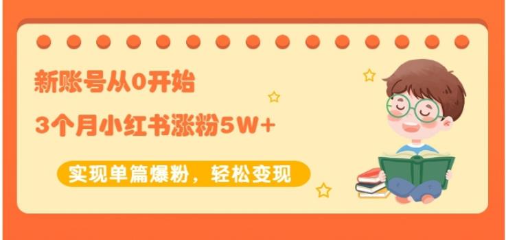 生财小红书涨粉变现：新账号从0开始3个月小红书涨粉5W+实现单篇爆粉-甬战资源库