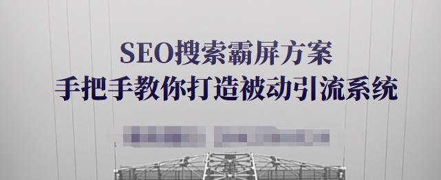 SEO搜索霸屏方案，手把手教你打造被动引流系统【视频课程】-甬战资源库