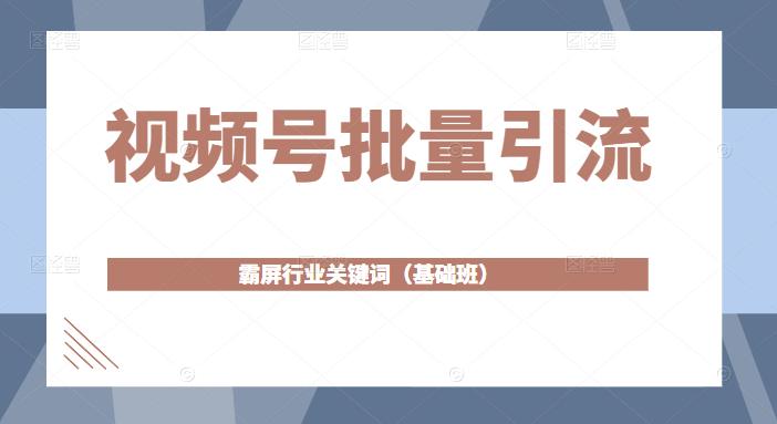 视频号批量引流，霸屏行业关键词（基础班）全面系统讲解视频号玩法-甬战资源库