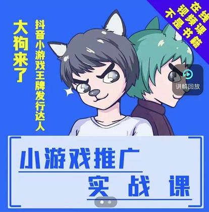 大狗来了：小游戏推广实战课，带你搭建一个游戏推广变现账号-甬战资源库