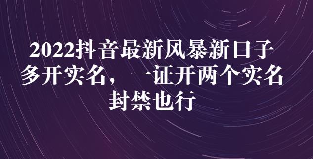 2022抖音最新风暴新口子：多开实名，一整开两个实名，封禁也行-甬战资源库