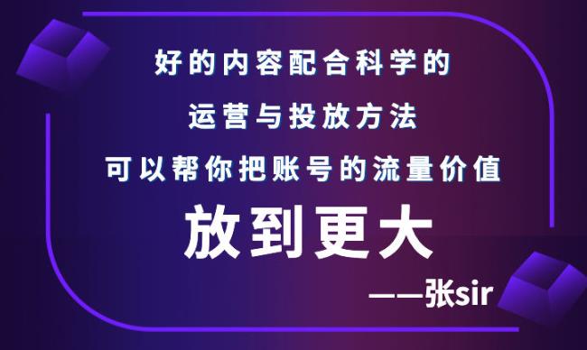 张sir账号流量增长课，告别海王流量，让你的流量更精准-甬战资源库