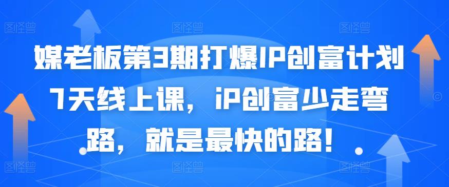 媒老板第3期打爆IP创富计划7天线上课，iP创富少走弯路，就是最快的路！-甬战资源库