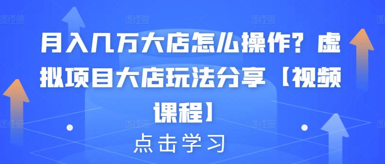 月入几万大店怎么操作？虚拟项目大店玩法分享【视频课程】-甬战资源库