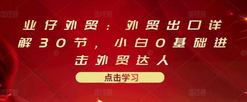 业仔外贸：外贸出口详解30节，小白0基础进击外贸达人 价值666元-甬战资源库