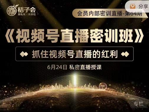 桔子会《视频号直播密训班》，抓住视频号直播的红利 价值12800-甬战资源库