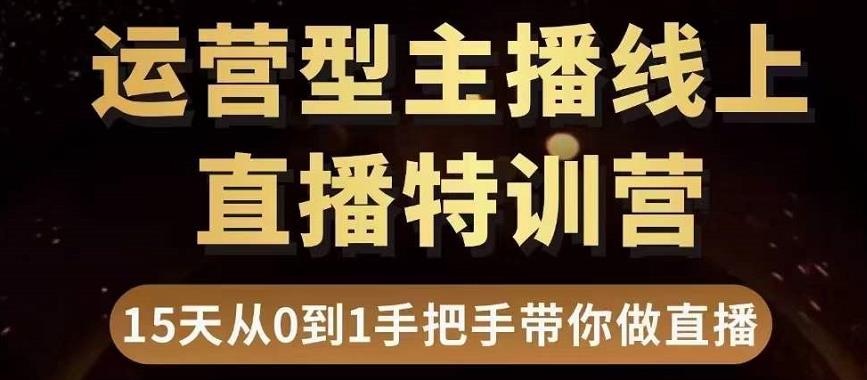 直播电商运营型主播特训营，0基础15天手把手带你做直播带货-甬战资源库