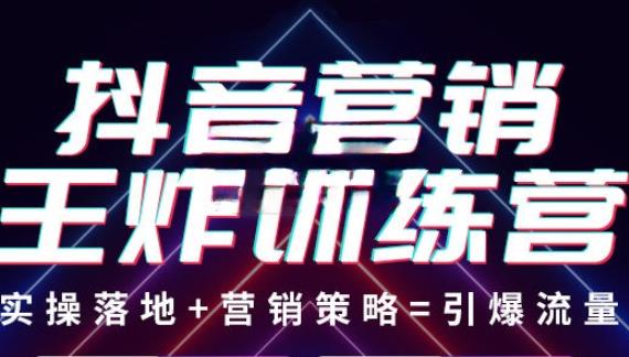 抖音营销王炸训练营，实操落地+营销策略=引爆流量（价值8960元）-甬战资源库