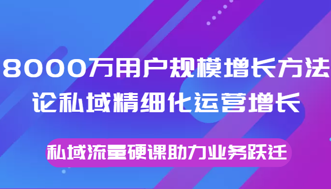 8000万用户规模增长方法论私域精细化运营增长，私域流量硬课助力业务跃迁-甬战资源库