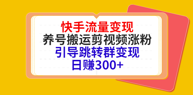 快手流量变现，养号搬运剪视频涨粉，引导跳转群变现日赚300+-甬战资源库
