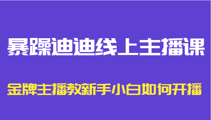 暴躁迪迪线上主播课，金牌主播教新手小白如何开播-甬战资源库