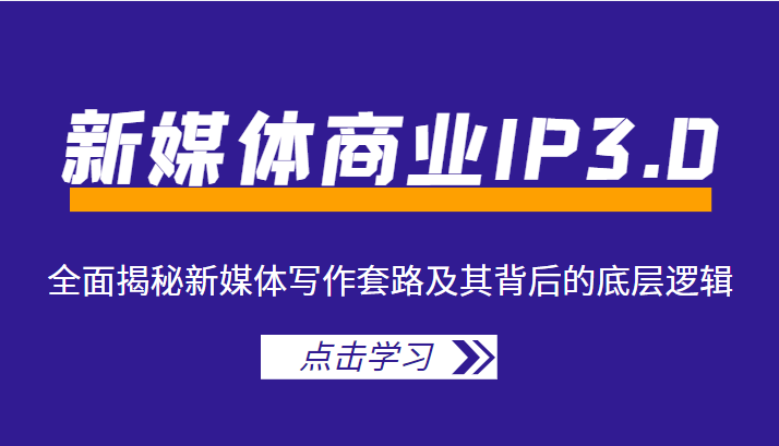 新媒体商业IP3.0，全面揭秘新媒体写作套路及其背后的底层逻辑（价值1299元）-甬战资源库