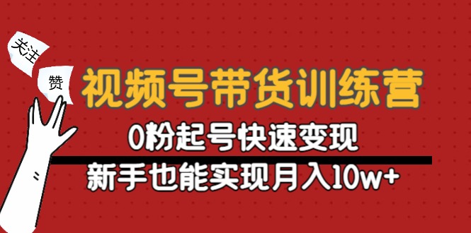 视频号带货训练营：0粉起号快速变现，新手也能实现月入10w+-甬战资源库