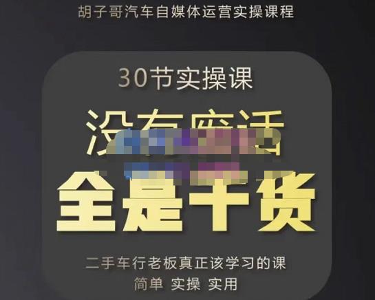 胡子哥·汽车自媒体运营实操课，汽车新媒体二手车短视频运营教程-价值8888元-甬战资源库
