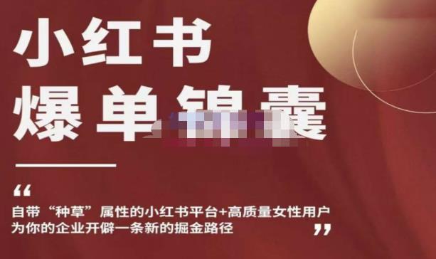 小红书爆单锦囊，自带种草属性+高质量女性用户，为你的企业开辟一条新的掘金路径-甬战资源库