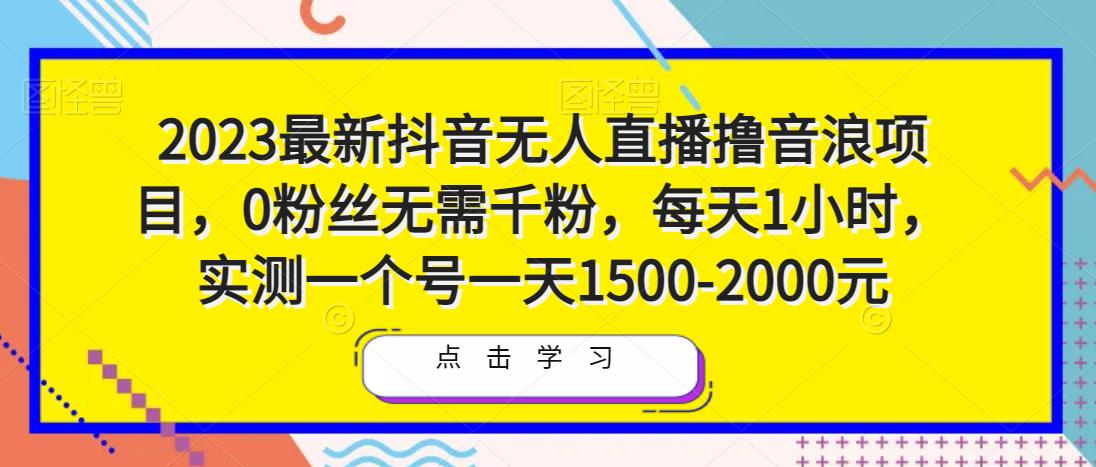 2023最新抖音无人直播撸音浪项目，0粉丝无需千粉，每天1小时，实测一个号一天1500-2000元-甬战资源库