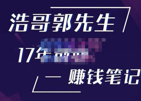 浩哥郭先生17年创业赚米笔记，打开你对很多东西的认知，让你知道原来赚钱或创业不单单是发力就行-甬战资源库