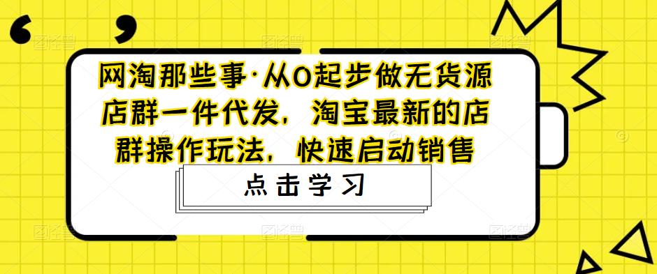 网淘那些事·从0起步做无货源店群一件代发，淘宝最新的店群操作玩法，快速启动销售-甬战资源库
