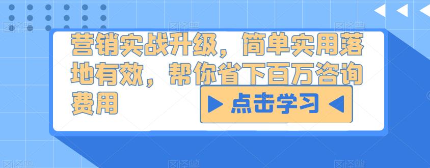 营销实战升级，简单实用落地有效，帮你省下百万咨询费用-甬战资源库