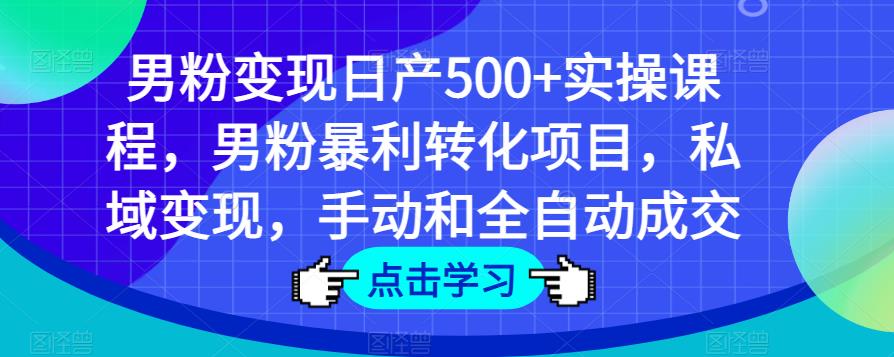 男粉变现日产500+实操课程，男粉暴利转化项目，私域变现，手动和全自动成交-甬战资源库