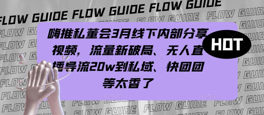嗨推私董会3月线下内部分享视频，流量新破局、无人直播导流20w到私域、快团团等太香了-甬战资源库