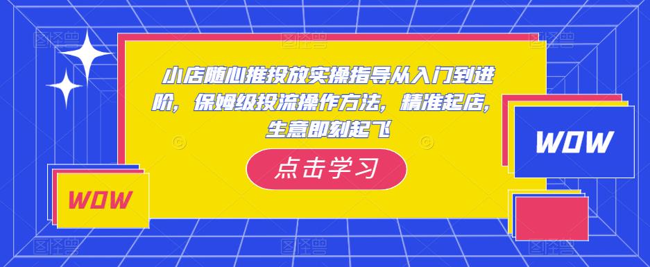 小店随心推投放实操指导从入门到进阶，保姆级投流操作方法，精准起店，生意即刻起飞-甬战资源库