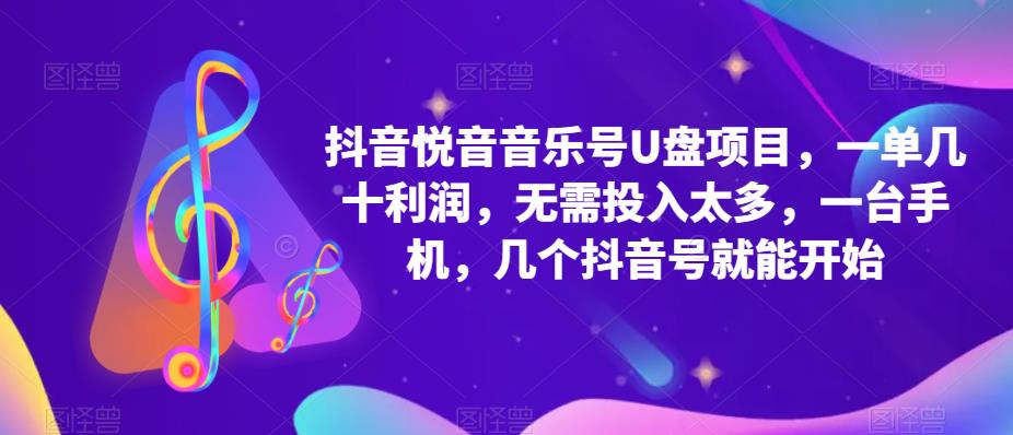抖音音乐号U盘项目，一单几十利润，无需投入太多，一台手机，几个抖音号就能开始-甬战资源库