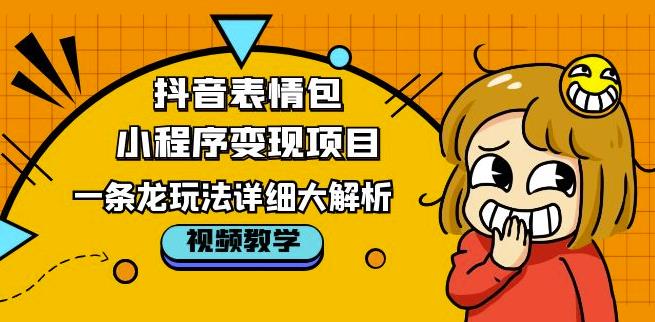 抖音表情包小程序变现项目，一条龙玩法详细大解析，视频版学习！-甬战资源库