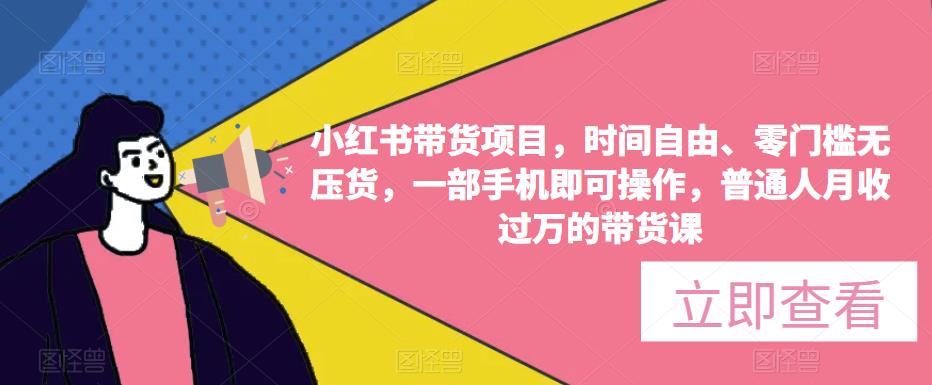 小红书带货项目，时间自由、零门槛无压货，一部手机即可操作，普通人月收过万的带货课-甬战资源库