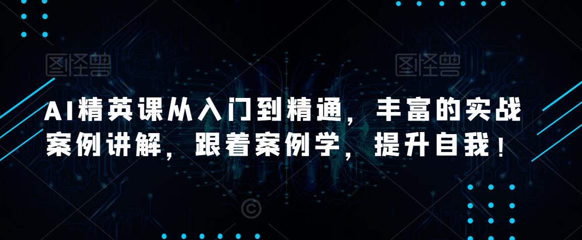 AI精英课从入门到精通，丰富的实战案例讲解，跟着案例学，提升自我！-甬战资源库