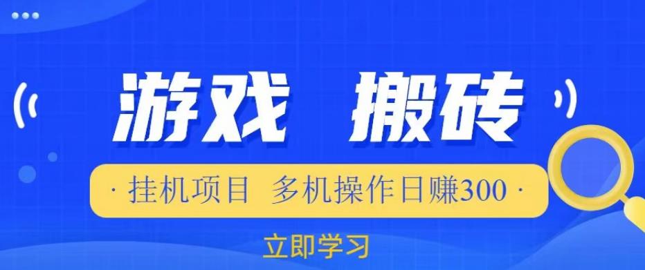 游戏挂机挂机项目，多机操作，日赚300【揭秘】-甬战资源库