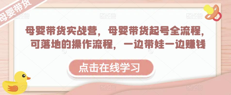 母婴带货实战营，母婴带货起号全流程，可落地的操作流程，一边带娃一边赚钱（附素材）-甬战资源库