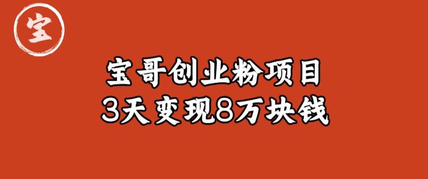 宝哥IP图文创业粉引流项目实战分享：单个账号3天涨粉1万，变现8万块钱（图文教程）【揭秘】-甬战资源库