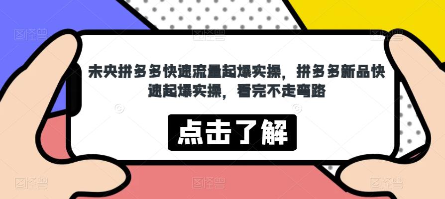 未央拼多多快速流量起爆实操，拼多多新品快速起爆实操，看完不走弯路-甬战资源库