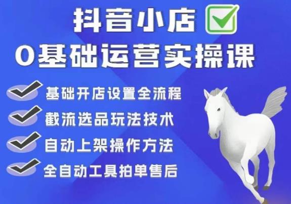 白马电商·0基础抖店运营实操课，基础开店设置全流程，截流选品玩法技术-甬战资源库
