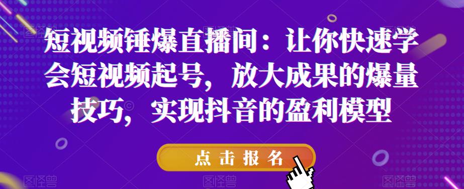 短视频锤爆直播间：让你快速学会短视频起号，放大成果的爆量技巧，实现抖音的盈利模型-甬战资源库