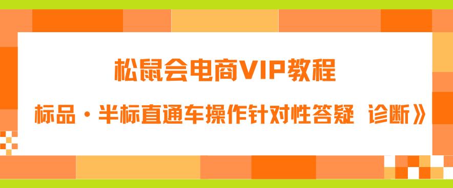 松鼠会电商VIP教程：松鼠《付费推广标品·半标直通车操作针对性答疑&诊断》-甬战资源库