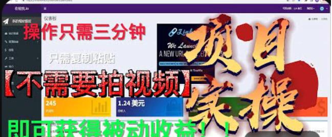 最新国外掘金项目，不需要拍视频，即可获得被动收益，只需操作三分钟实现躺赚!【揭秘】-甬战资源库