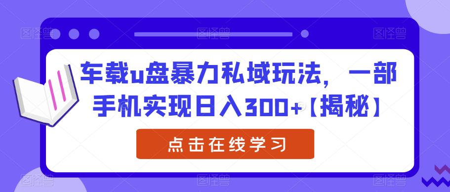 车载u盘暴力私域玩法，一部手机实现日入300+【揭秘】-甬战资源库