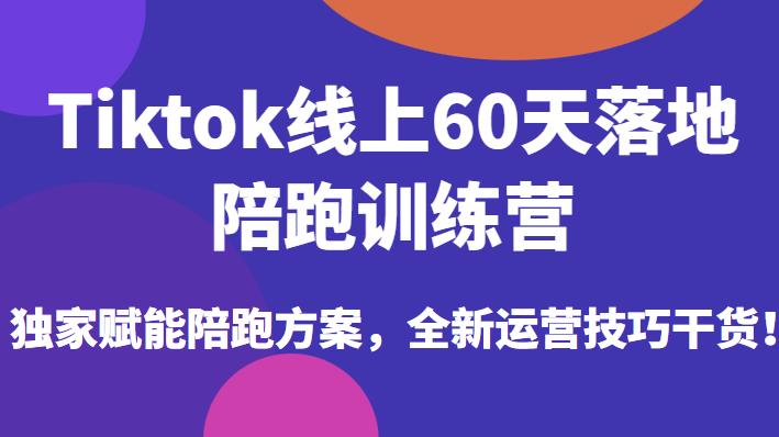 Tiktok线上60天落地陪跑训练营，独家赋能陪跑方案，全新运营技巧干货-甬战资源库