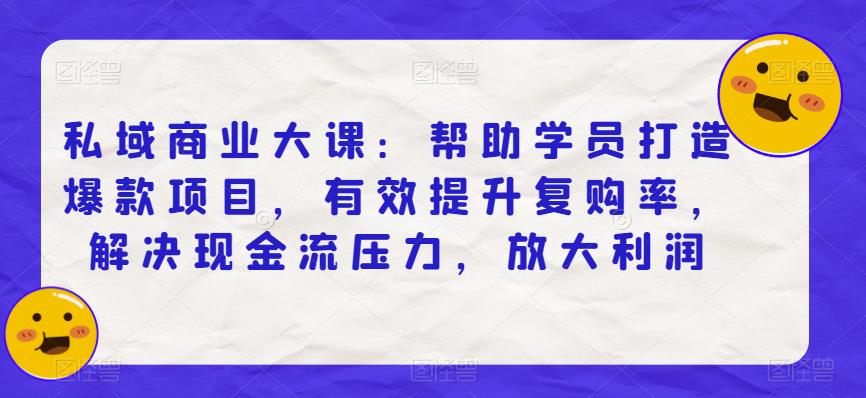 私域商业大课：帮助学员打造爆款项目，有效提升复购率，解决现金流压力，放大利润-甬战资源库