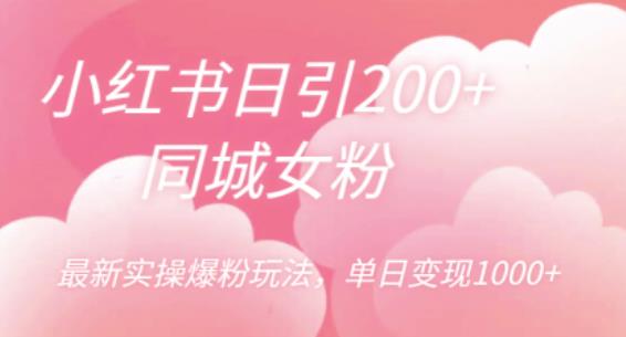 小红书日引200+同城女粉，最新实操爆粉玩法，单日变现1000+【揭秘】-甬战资源库