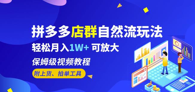 拼多多店群自然流玩法，轻松月入1W+保姆级视频教程（附上货、拍单工具）-甬战资源库