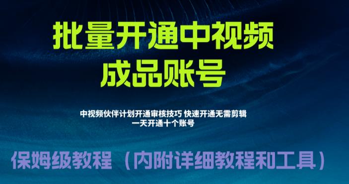 外面收费1980的暴力开通中视频计划教程，内附详细的快速通过中视频伙伴计划的办法-甬战资源库