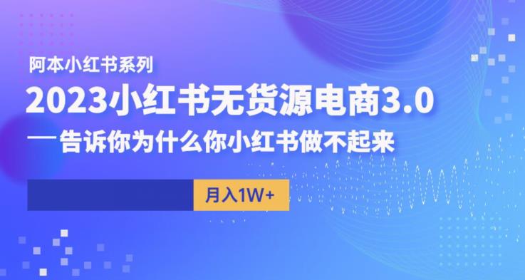 阿本小红书无货源电商3.0，告诉你为什么你小红书做不起来-甬战资源库